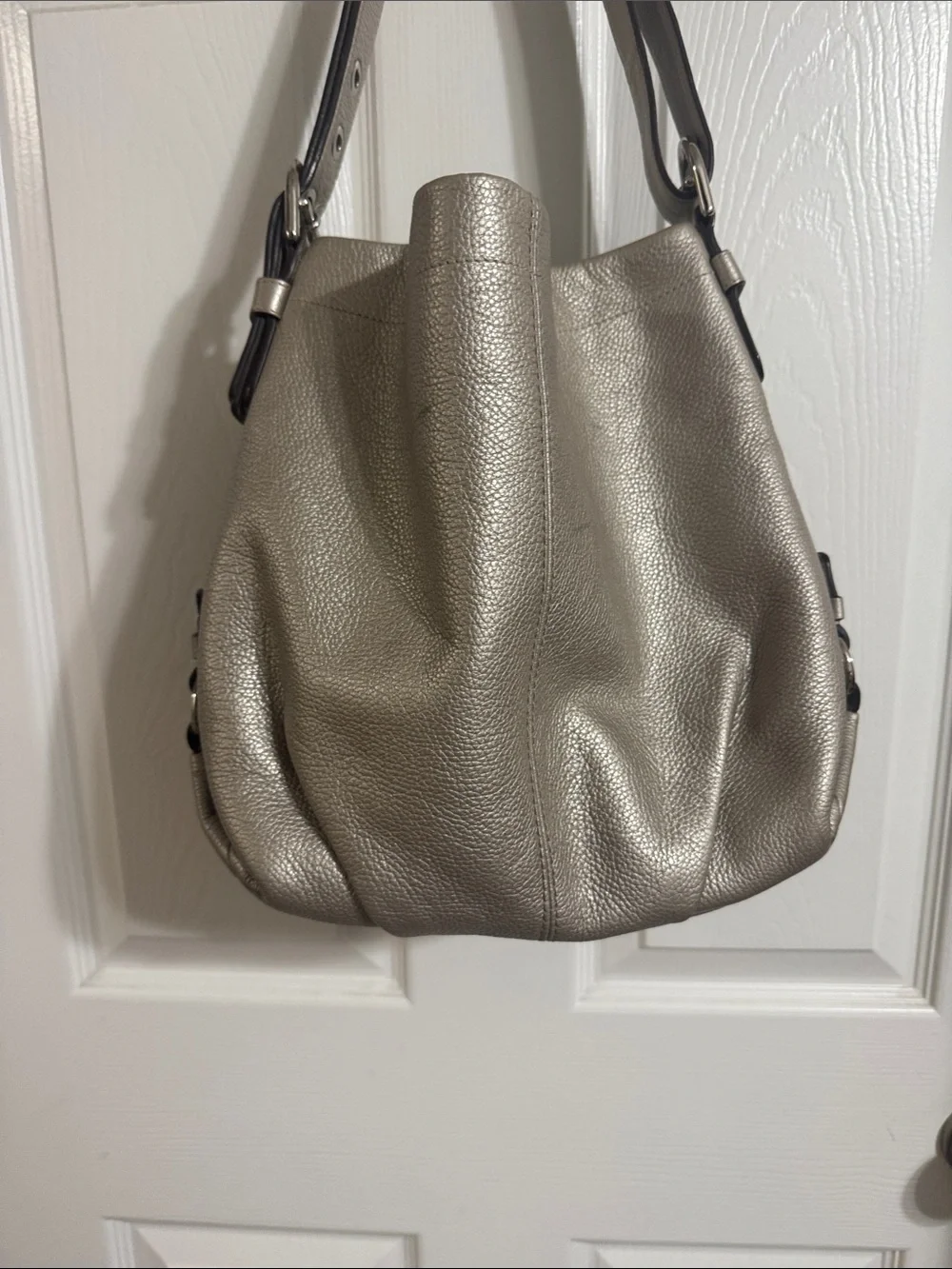 Coach Metallic Taupe Pebbled Leather Hobo